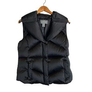 ANN TAYLOR Down Puffer Vest Quilted Sleeveless in Black Women’s Medium